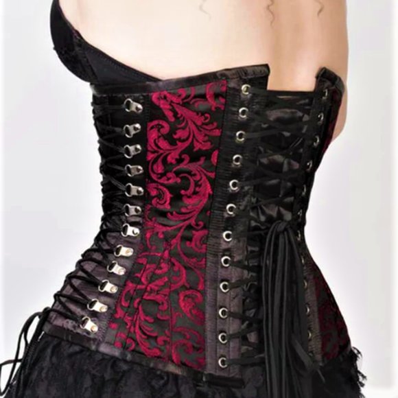 NWT, STUNNING RED BROCADE UNDERBUST PLUS SIZE CORSET - Picture 3 of 3